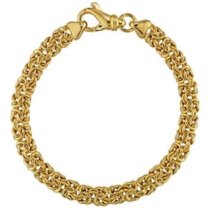 NWT JTV 18k Yellow Gold Over Bronze Flat Byzantine Link Bracelet 7.5 inch X1/4"
